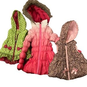 Too cute, colorful puffer, vest, and coat